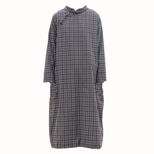 【格物致知】民国风复古格子旗袍文艺日常长袖女夹棉和春秋里衬版