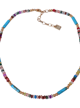 DSTYLE古风多彩串珠天然石项链女