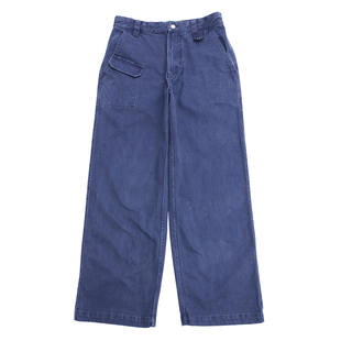 TBALLER2025新款法工蓝阔腿裤中腰美式Vintage直筒酵洗复古工装裤