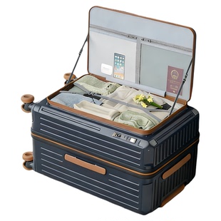 时尚撞色侧开盖大容量行李箱女2026新款可扩容拉链箱28寸托运箱男