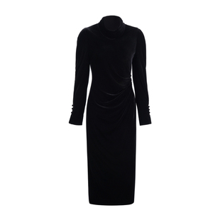 LYNEE【鎏金年华】丝绒半高领连衣裙 复古气质长裙（不含胸针）