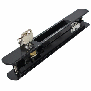 90型推拉门窗勾锁铜锁芯双面勾锁断桥铝合金条形锁移门钩锁带钥匙