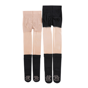 拼接假小腿袜连裤袜大码胖mm丝袜女黑色JK假过膝半截拼色2026春