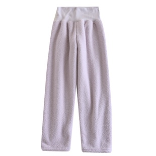 高腰暖宫加绒睡裤女秋冬季长裤家居裤居家裤珊瑚绒冬天加厚法拉绒