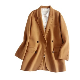 高端大码微胖mm西装女装秋冬新款200斤双面羊绒大衣毛呢外套显瘦