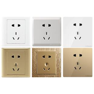 玻璃面板飞雕开关官方旗舰店银色暗装大面板单开电源五孔开关插座