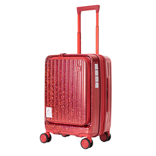 CROWN/皇冠前开盖拉链箱结婚行李拉杆箱女相思红色婚嫁密码箱皮箱