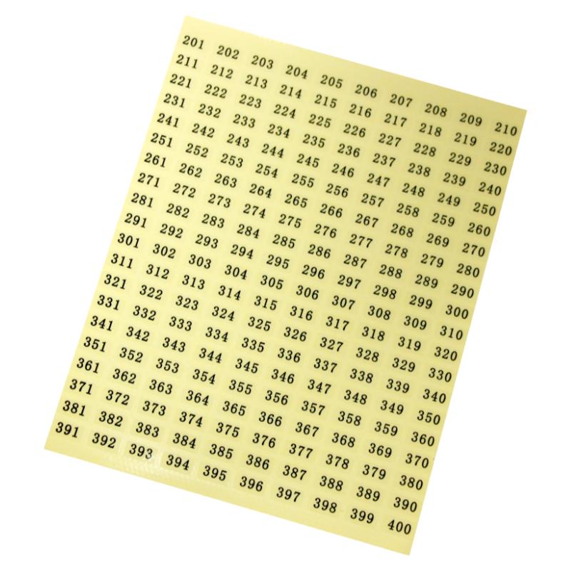 数字标签贴甲油胶色卡板色号编号1-400圆形方形透明白底连号序号