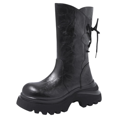 真皮2025冬季新款中筒靴加绒加厚