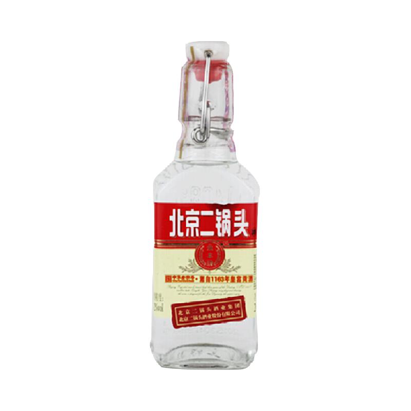 永丰牌北京二锅头白酒出口小方瓶粮食酒42度红标200ml*1瓶单瓶装