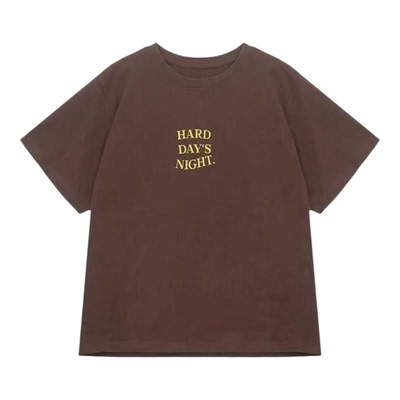 纯棉洗水染色印花短袖T恤上衣