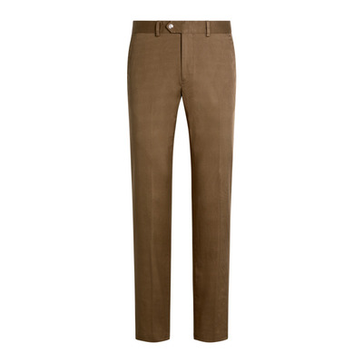Suitsupply卡其色棉混纺直筒裤