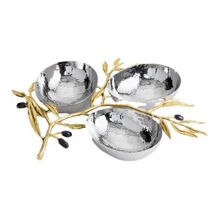 美国Michael Aram不锈钢果盘零食盘轻奢高档精致小吃坚果盘分格盘