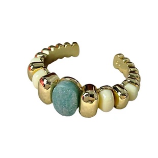 法国小众设计Aure*ieBiderm*nn天河石手镯复古度假风天然石手镯女