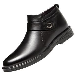 奥康马丁靴男款冬季加绒保暖商务休闲高帮棉皮鞋真皮中帮潮流短靴