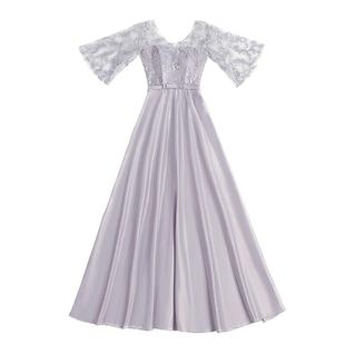 伴娘服2024新款灰色姐妹裙长袖年会晚礼服长款宴会缎面毕业照礼服