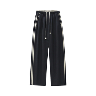 alex stevens休闲卫裤女双杠条纹阔腿运动裤bf慵懒风宽松长裤子秋