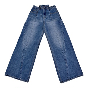 TBDGC25秋冬马拉拉明星同款进口牛仔面料水洗蓝凸腰裤牛仔长裤