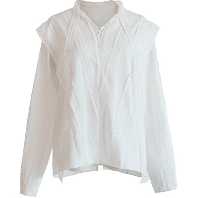 原创复古仙女宽松蕾丝花边衬衫