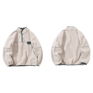 mipo冬季儿童卫衣套头撞色立领男女童户外加绒保暖校服内搭上衣