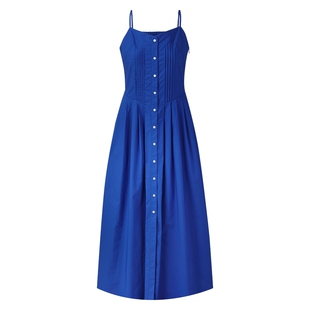 歌莉娅蓝色连衣裙女2026新款夏季法式小资收腰吊带裙旅游度假裙子