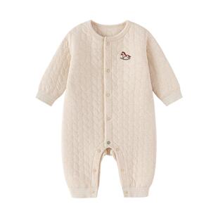 babylove婴儿连体衣春秋薄夹棉哈衣爬服宝宝保暖衣服加厚彩棉睡衣