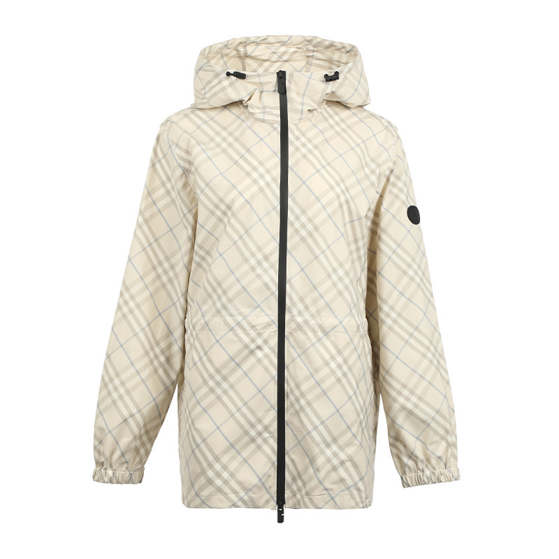 【自营】BURBERRY/博柏利女士FW26格纹印花薄款连帽休闲夹克外套