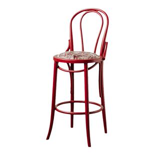 樱桃房间18号高脚椅餐椅国风红色实木靠背椅子吧台椅软包高脚凳子