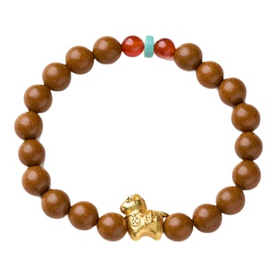 天然檀香木雕貔貅佛珠中药合香珠手串男女款檀木文玩手链念珠配饰