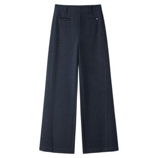 韩氏伊人醋酸羊毛窄版阔腿裤女2025年冬季加绒高腰显瘦休闲直筒裤