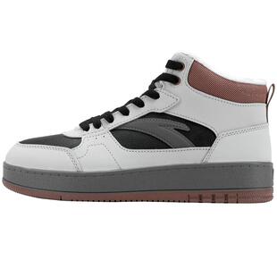 安踏加绒板鞋女高帮韩版潮流棉鞋冬季新款百搭皮面保暖休闲运动鞋