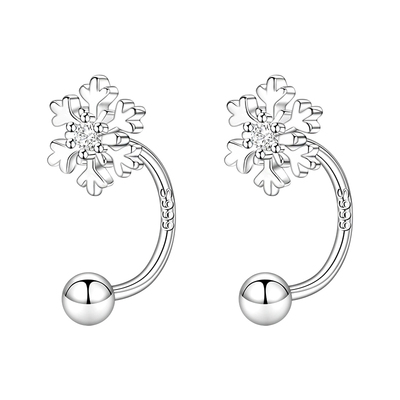 999纯银雪花耳钉女秋冬爆款耳饰