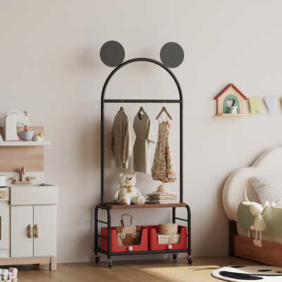 儿童落地衣架卧室创意挂衣架可移动轻奢高级感铁艺简约小型衣帽架