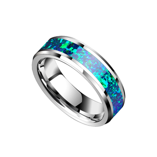 飒雅男士戒指高级感蓝红色澳宝钨金本命年新款时尚百搭钨钢食指潮