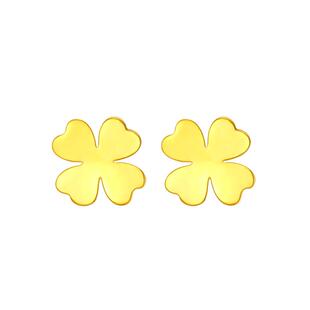 四叶草黄金耳钉女999足金新款黄金耳饰纯金养耳棒小耳针耳环首饰