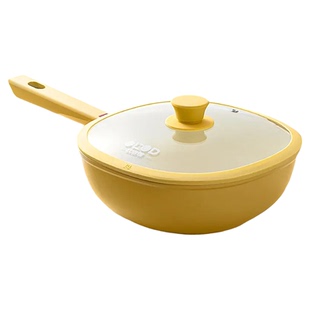 欧洛德元气小黄锅陶瓷小方锅炒菜锅超强不粘不溅油耐磨不挑灶具