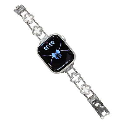 适用苹果iwatch四叶草女手链表带