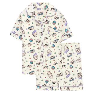 蜡笔小新睡衣夏季女款纯棉短袖短裤两件套学生可爱卡通家居服夏天