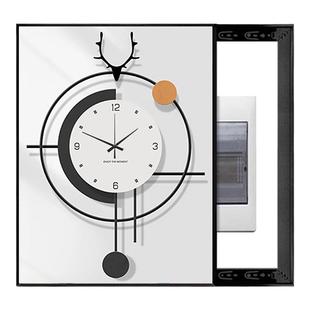 遮挡电表箱装饰画带钟表竖版总开关盒配电箱轻奢高级感免打孔挂画