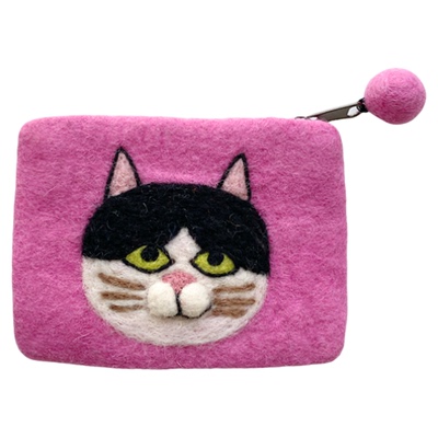 可爱羊毛毡创意零钱包尼泊尔手工动物河马包包纯羊毛零钱包