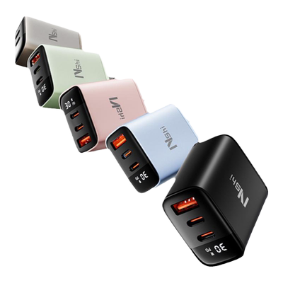 低温不伤机30w三口数显充电头