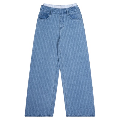 CalledBack蓝色格子牛仔裤