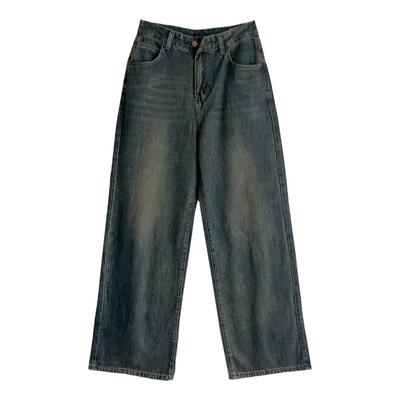 欧货批发灰皮标阔腿裤