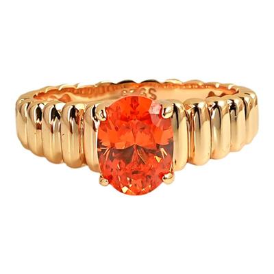 轻奢芬达橙s925银椭圆蛋形戒指