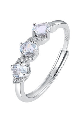 天然彩宝女纯银气质小众排戒