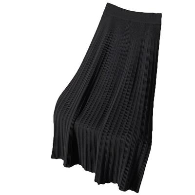 软糯竖条针织半身裙中长款