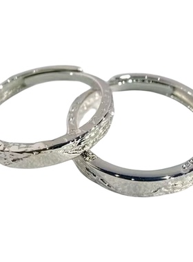 冰川S999足银情侣款戒指女男一对小众设计素对戒纪念日礼物送女友