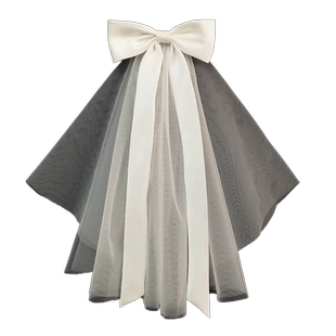 新娘结婚主婚纱头纱超仙森系领证登记白色法式短款蝴蝶结头纱头饰