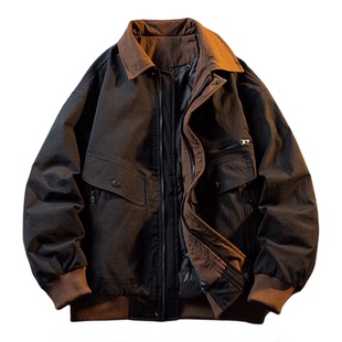 WLOFSD轻奢猎装底特律夹克羽绒服男冬时尚翻领工装巴恩风羽绒外套