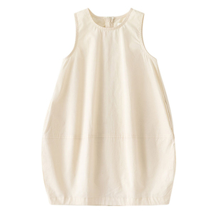 米素童装2025夏季新款女童花苞白色气质背心裙开叉春夏洋气连衣裙